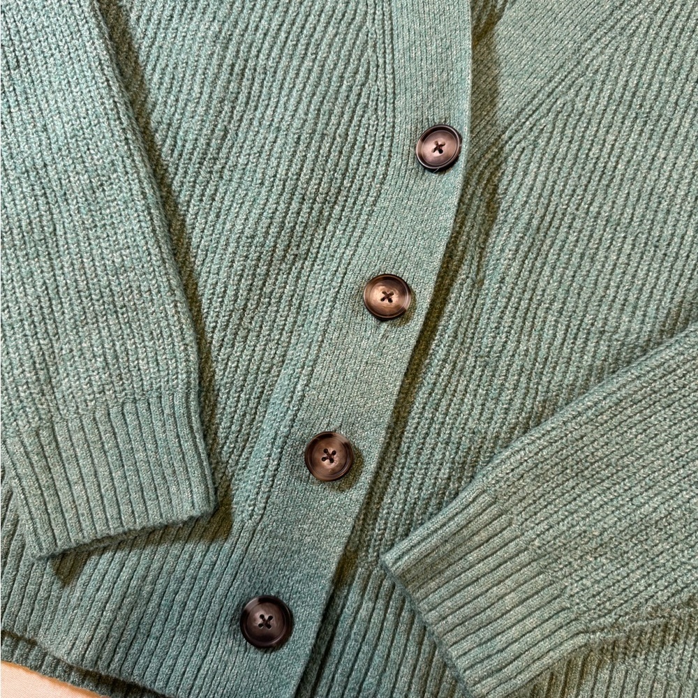 Old Navy Teal Button-Up Cardigan - Picture 2 of 8